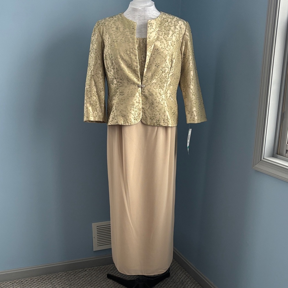 NWT R&M Richards Gold, Sage & Tan Dress Set